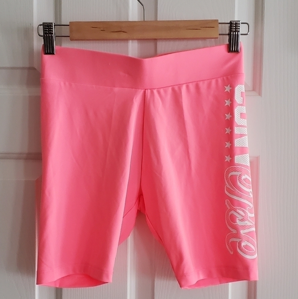 Converse High Rise Biker Shorts Barbie Pink Stretchy Girls L